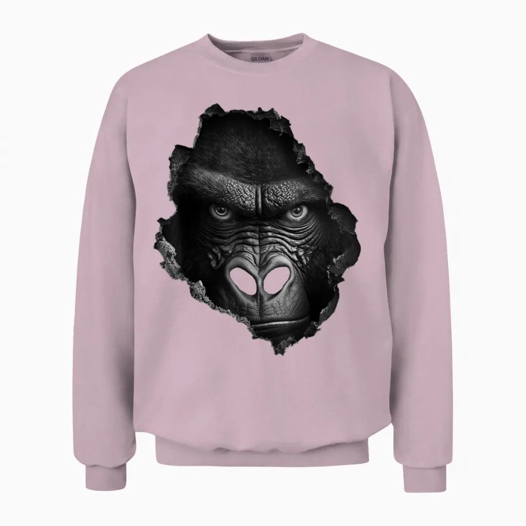 @n!mal Gorilla Gesicht Wand Tier Druck Kunst Tierliebhaber Gorilla T-Shirt Damen & Herren Schwarz Klein Eu 38-40 Unisex Sweatshirt in Light Pink