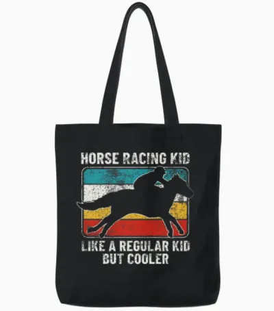 Horse Racing Kid Horse Racing Tote Bags - Black