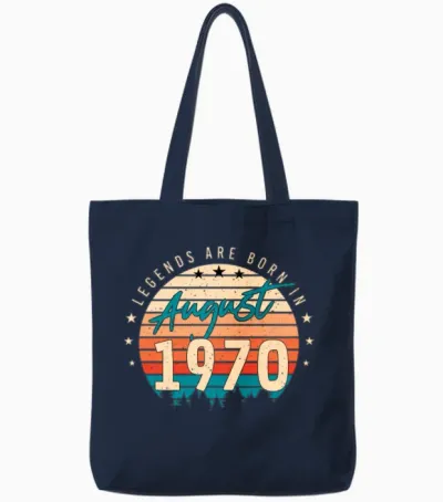 Retro 1970 in August Tote Bags - Navy
