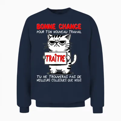Departure Colleague Work | Good Luck for New Job T-Shirt, Black, S Unisex Sweatshirt - Navy