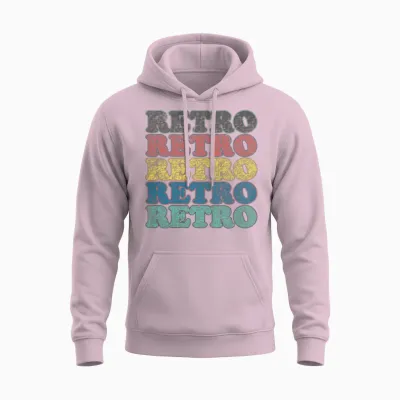 Retro in Grudge Effect. Unisex Hoodie - Light Pink