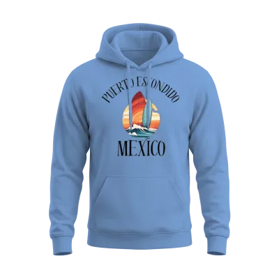 Puerto Escondido Oaxaca Mexico Surfboards Design Unisex Hoodie - Carolina Blue