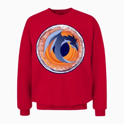 Dragon in the Vortex of Fire. Unisex Sweatshirt - Red