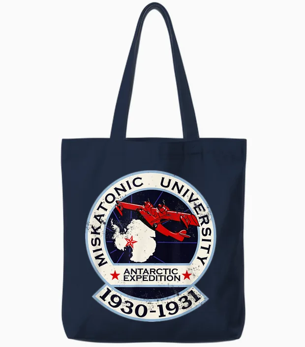 Miskatonic University Antarktic Expedition Tote Bags in Navy