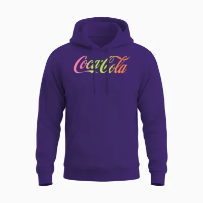 Coca Cola Logo Rainbow Gradient T-Shirt, Black, S Unisex Hoodie - Purple