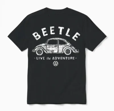 Volkswagen Beetle White Live the Adventure Unisex T-Shirt - Black
