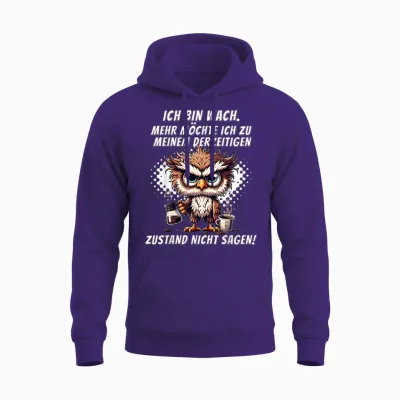 Müde Faul Ich Will Schlafen Funny Pyjamas Morgenmuffel T-Shirt, Black Unisex Hoodie - Purple