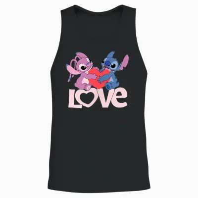 Amazon Essentials Stitch and Angel Love Valentine's Day Unisex Tank Top - Black