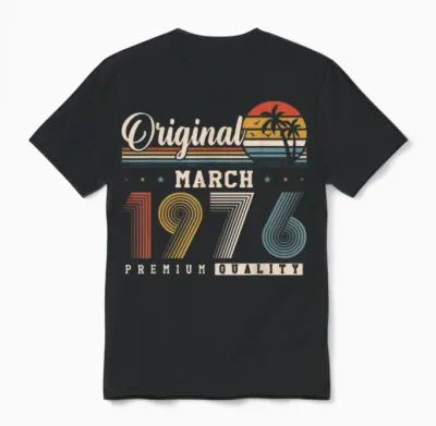 Original March 1976 50th Birthday Vintage Gift Unisex T-Shirt - Black