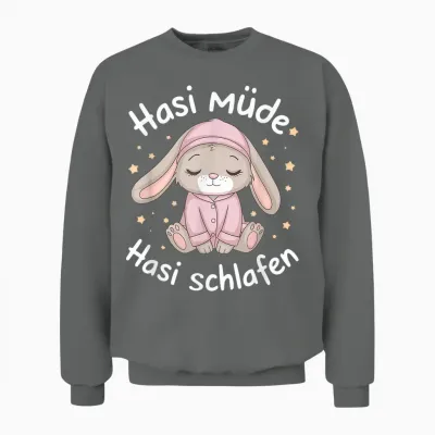 Hasi Tired Hasi Sleeping Shirt Rabbit Bunny T-Shirt, Black Unisex Sweatshirt - Graphite Heather