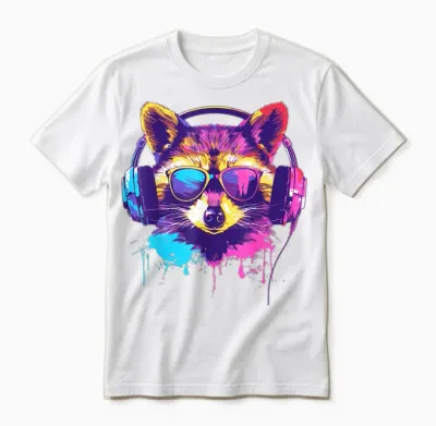 Dj Raccoon Outfit for Music Raccoon Techno Raccoon T-Shirt, Black Unisex T-Shirt - White
