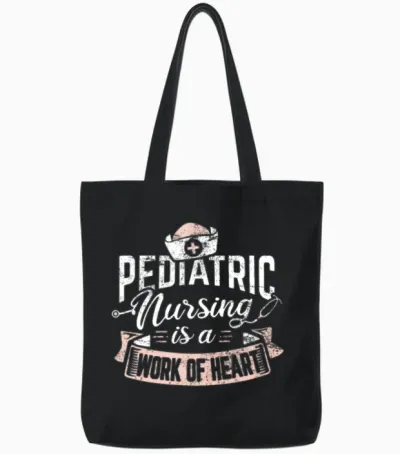 Pediatric Nurse Nursing Is a Work of Heart Picu Pe Tote Bags - Black