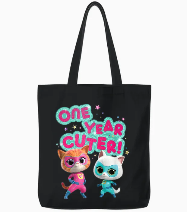 Disney Junior Superkitties Birthday Kitties One Year Cuter Tote Bags in Black