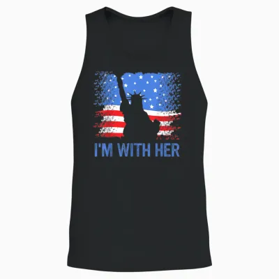 4th of July I'm with Her Usa American Unisex Tank Top - Black