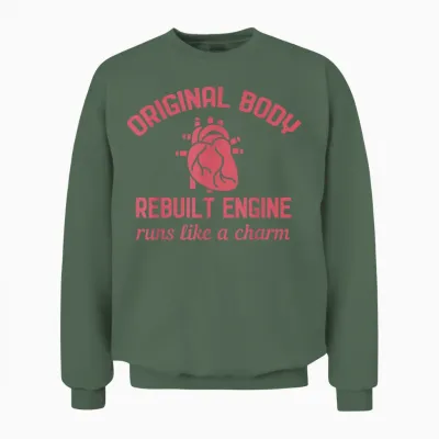 Funny Open Heart Bypass Surgery Recovery Get Well Gift Unisex Sweatshirt - Military Green