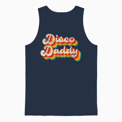 Disco Costume 70s Vintage Men Women Retro Disco Daddy Unisex Tank Top - Navy