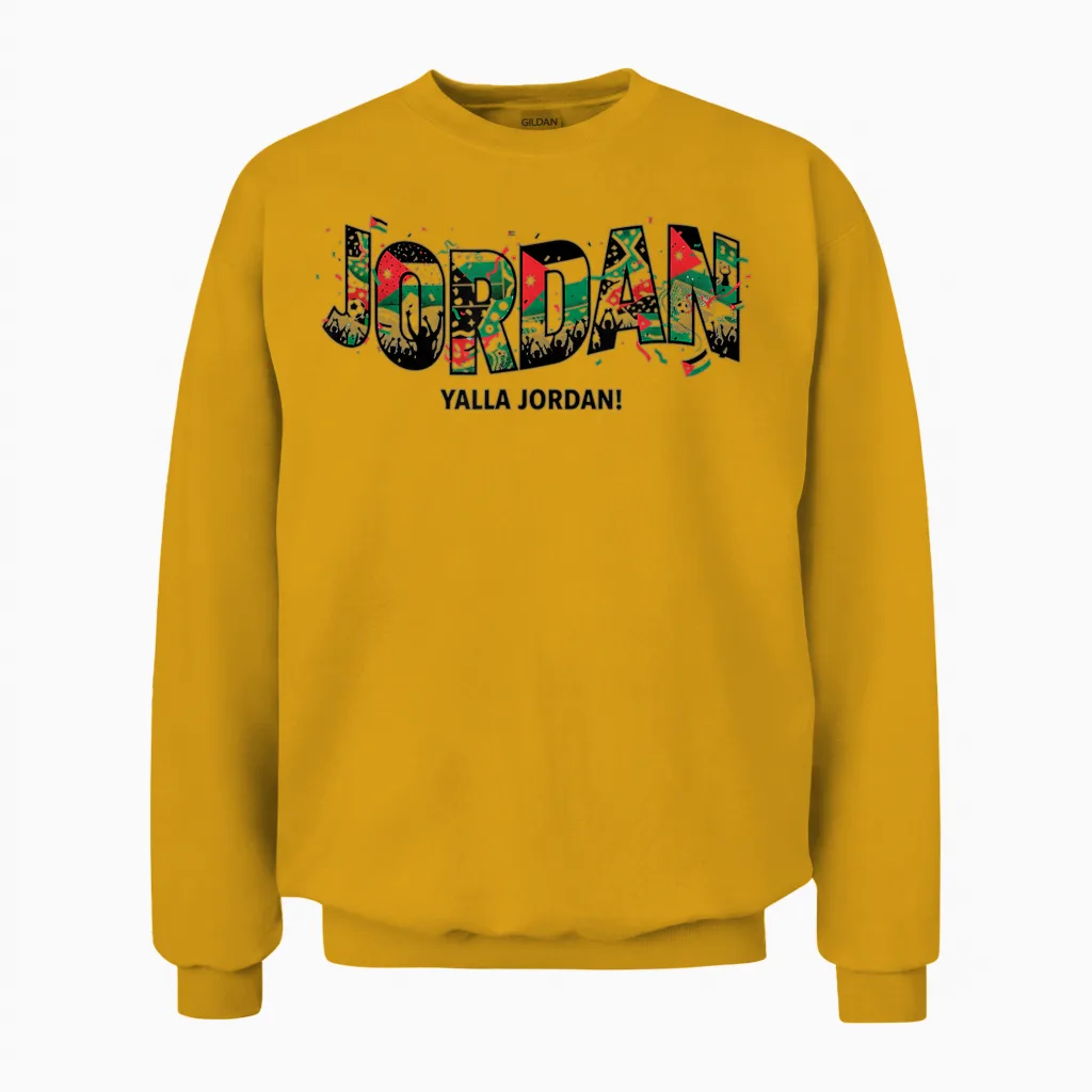 Jordan Yalla Jordan Football Fan 2026 Pride Unisex Sweatshirt in Gold