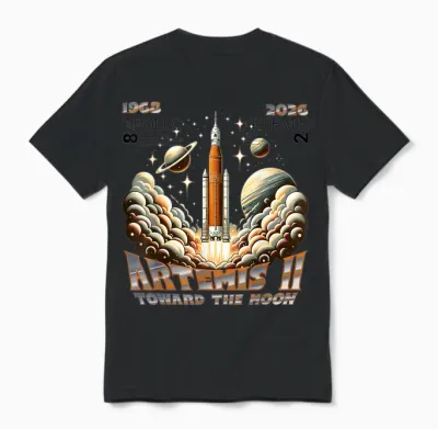 Artemis Ii Mondmission 2026 - Apollo 8 Legacy Vergleich Unisex T-Shirt - Black