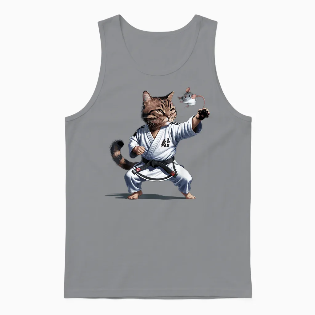 Kampfsport Katze Karate Schwarzer Gürtel Lustiger Kämpfer Unisex Tank Top in Sport Grey