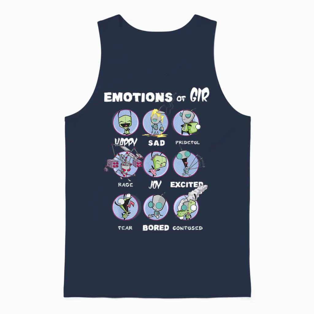 Nickelodeon Invader Zim the Many Emotions of Gir T-Shirt Small Unisex Tank Top in Navy