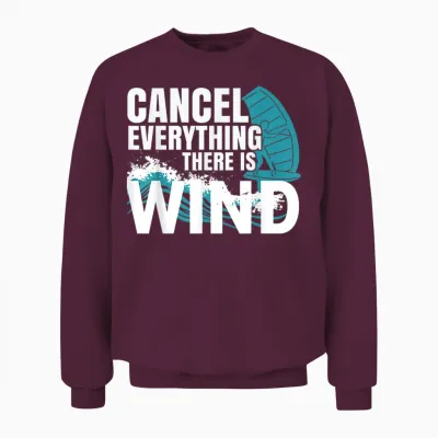 Wing Foil Wingboard T-Shirt, Black, S Unisex Sweatshirt - Maroon
