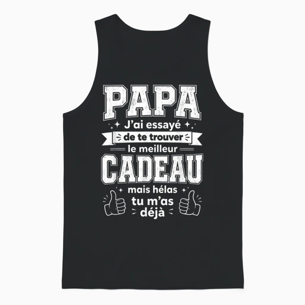 Fete Des Peres Idea Personalise for Dad Unisex Tank Top in Black