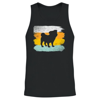 Pug Retro Unisex Tank Top - Black