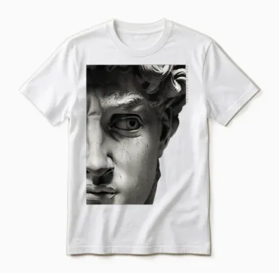 Statue of David X Michelangelo T-Shirt, Black, S Unisex T-Shirt - White