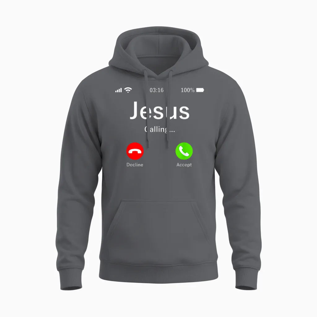 Jesus Is Calling Christian - & Faith Unisex Hoodie in Charcoal