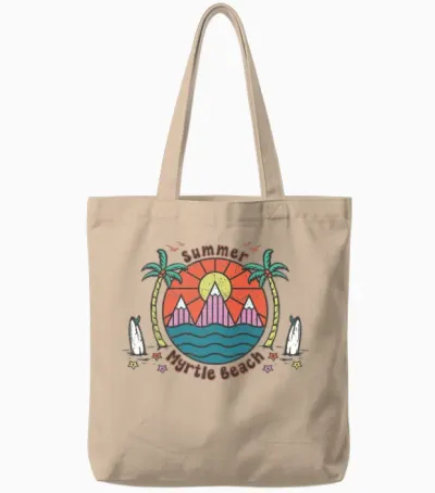 Retro Myrtle Beach Tote Bags - Natural