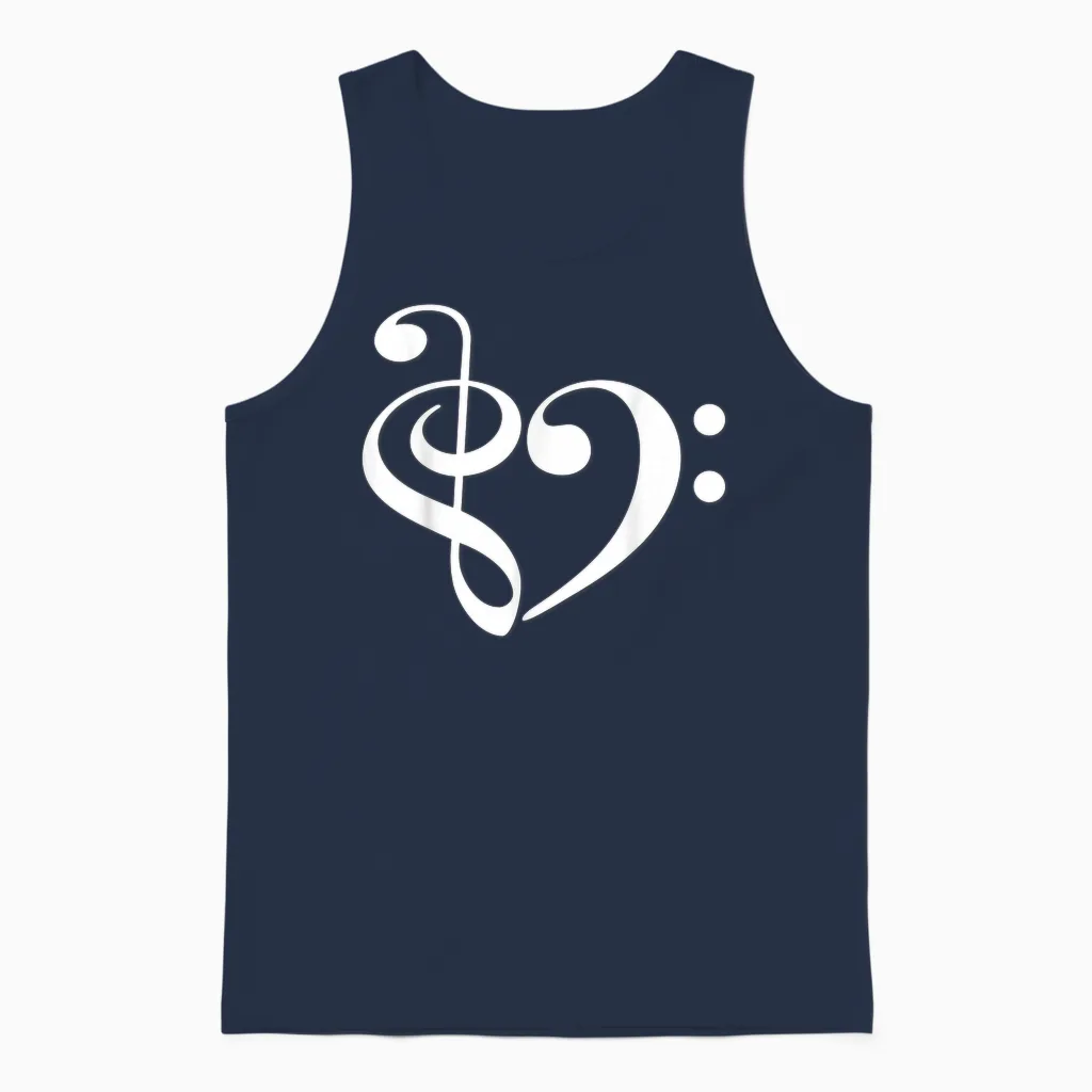 Violinschlüssel Und Bassschlüssel, Herzmusiker, Komponist, Musikliebhaber Unisex Tank Top in Navy