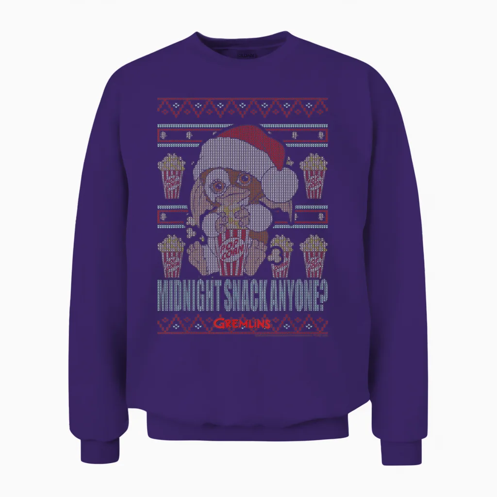 Gremlins Christmas Midnight Snack Anyone Ugly Unisex Sweatshirt in Purple