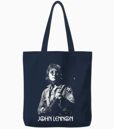 John Lennon - Oversized Portrait Tote Bags - Navy