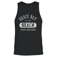College Style Grace Bay Turks Caicos Distressed Unisex Tank Top - Black – 2
