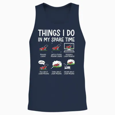 Funny Lawn Mower Clothes Gifts for Landscapers Gardener Men Unisex Tank Top - Navy