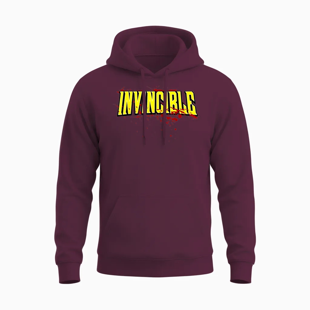 Invincible Bloody Logo Unisex Hoodie in Maroon
