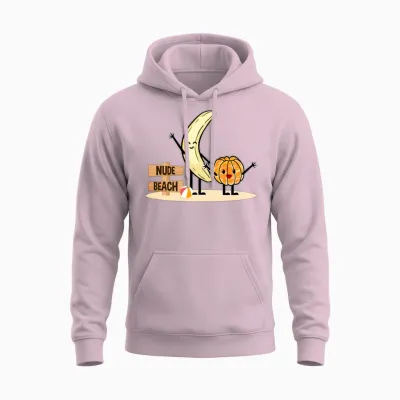 Orange You Ready Nude Beach Banana! Unisex Hoodie - Light Pink