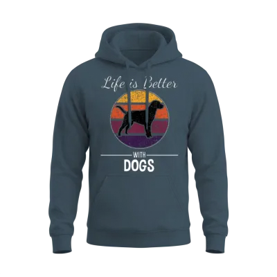 Life Is Better with Dogs - Dog Lover Unisex Hoodie - Dark Heather