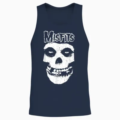 Misfits - Misfit Skull Logo T-Shirt, Black Unisex Tank Top - Navy