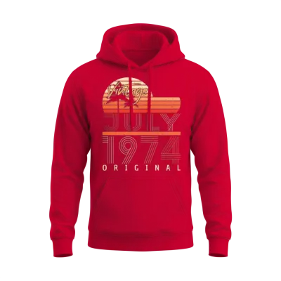 1974 in July Vintage Unisex Hoodie - Red