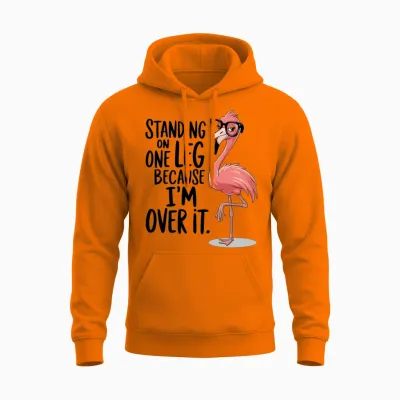 Funny Flamingo Unisex Hoodie - Safety Orange