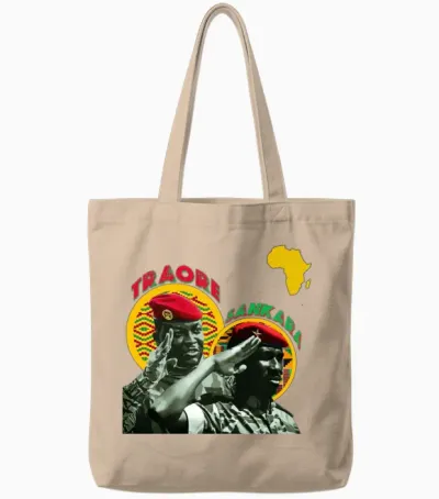 Ibrahim Traore & Thomas Sankara - Pan-African Art Tote Bags - Natural