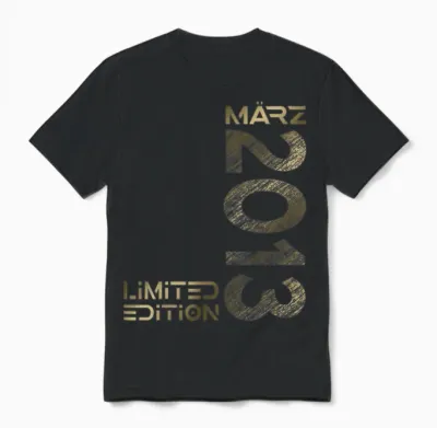 Limited Edition March 2013 Boy Girl 11th Birthday T-Shirt, Black Unisex T-Shirt - Black
