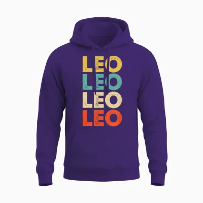 Leo Vorname T-Shirts & Geschenke - Leo T-Shirt - Unisex - Schwarz - Klein - Crew-Ausschnitt - Klassisch - Personalisiertes Leo Name Unisex Hoodie - Purple