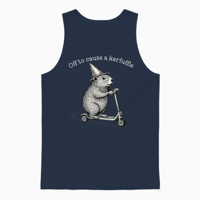 Off to Cause a Kerfuffle Funny Capybara Meme Unisex Tank Top - Navy