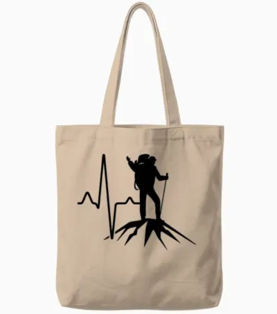 Hiking Heartbeat Tote Bags - Natural