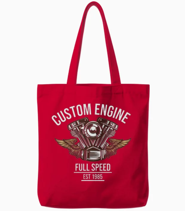 Custom Engine Tote Bags in Red