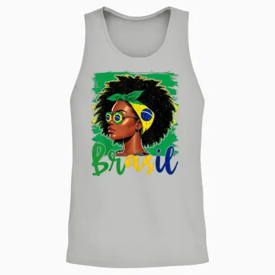 Brasileira Girl Brazil Flag Proud of Brazil Unisex Tank Top - Ash