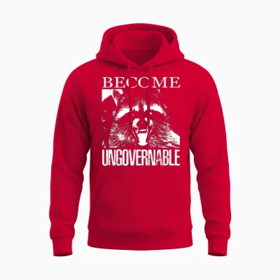 Funny Raccoon T-Shirt Become Ungovernable Raccoon Unisex Hoodie - Red