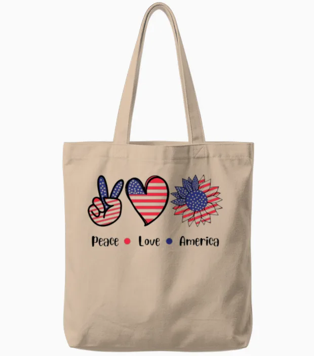 Patriotic Bloom Trio & 4th of July Tote Bags in Natural